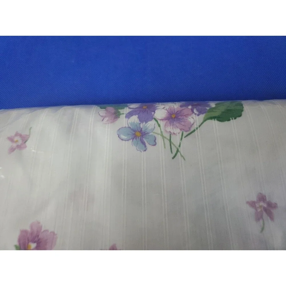 Vtg Cannon Monticello Full & Flat Sheet 200 Thread Count NOS Flowers Purple USA